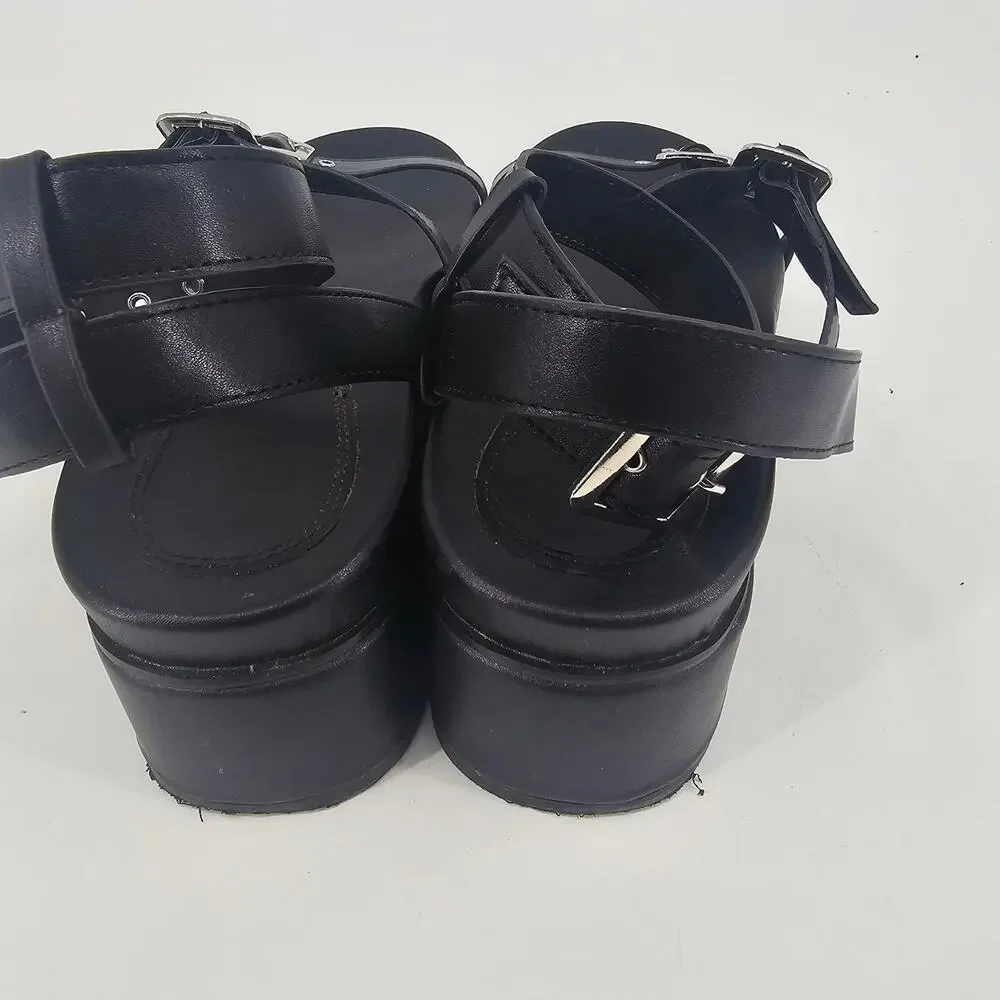 ASOS Black Trombone Platform Chunky Strappy Buckle Sandal Women's 8 Goth Punk - Picture 5 of 10